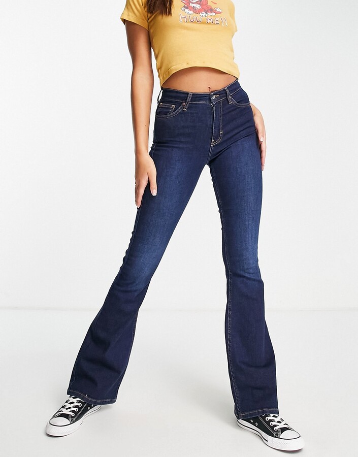 Topshop Jamie flare jeans in indigo - ShopStyle