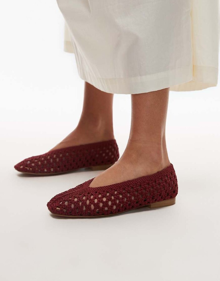 Topshop Beatti woven flat shoes in red