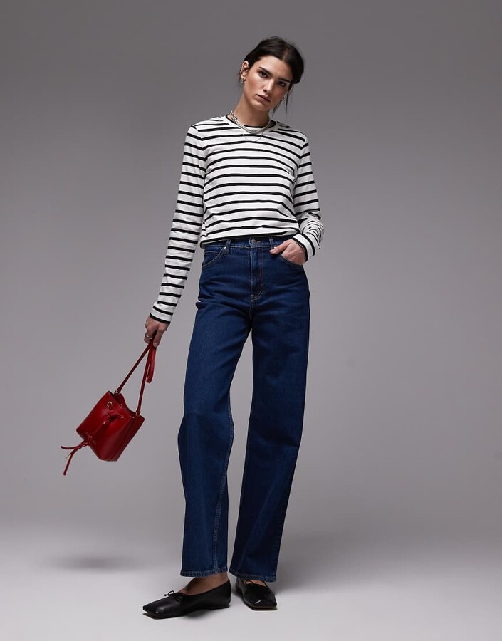 Arket Lupine high rise wide leg jeans in mid washed blue