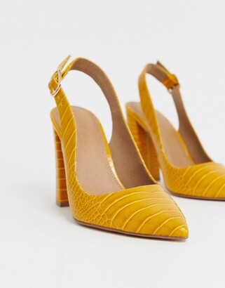 ASOS DESIGN DESIGN Wide Fit Penley slingback high heels in croc print