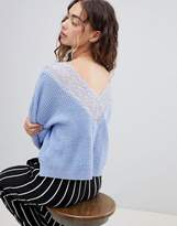 Thumbnail for your product : ASOS Design DESIGN oversized jumper with lace back