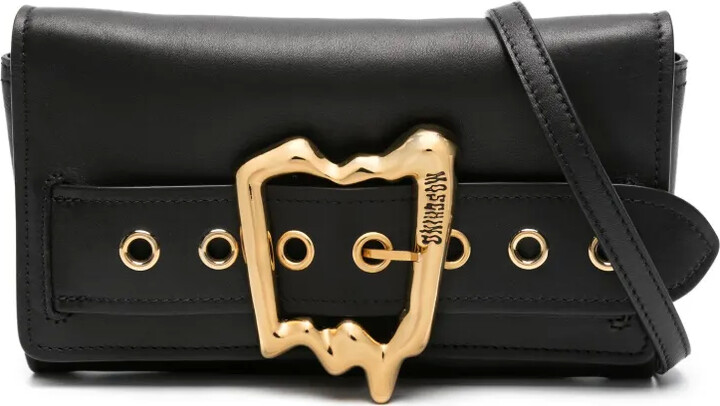 Moschino Logo-Engraved Leather Crossbody Bag