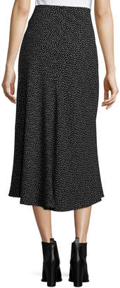 Vince Celestial Polka-Dot Tie-Front Midi Skirt, Black Multi