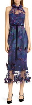 Thumbnail for your product : Marchesa Floral Applique Halter Tulle Cocktail Dress