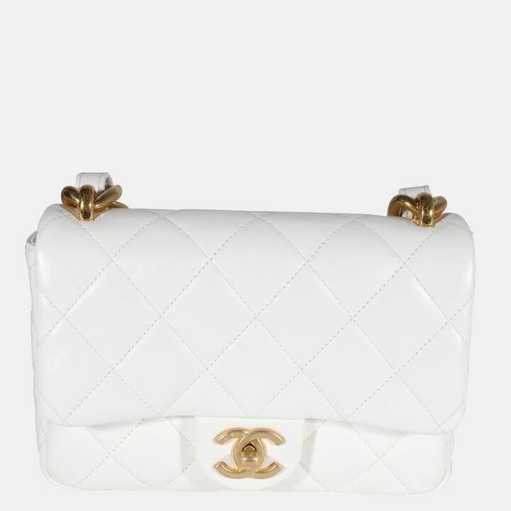 Chanel White Quilted Lambskin Leather Small Funky Town Flap Shoulder Bag -  ShopStyle