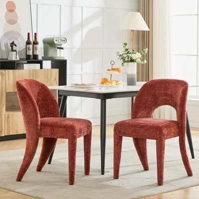 xingguangya Indoor Rose Chenille Dining Chairs With Contemporary Style, Of 2, Hollowed-out , Comfortable Cushion, And High Cost-performance For Use, 2 Sponge Cush