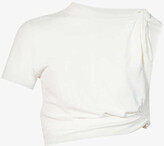 Ruched short-sleeved stretch-woven to 
