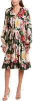 Thumbnail for your product : Dolce & Gabbana Floral Silk A-Line Dress