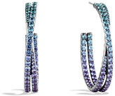 Thumbnail for your product : David Yurman Crossover Hoop Earrings with Color Change Garnets in White Gold