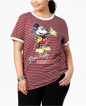 Disney Plus Size Striped Mickey Mouse T-Shirt