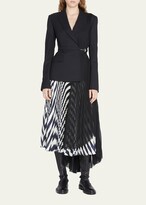 Stripe Pleated Midi Skirt 