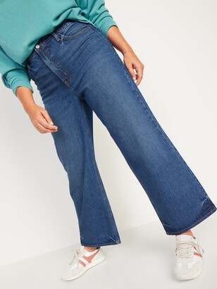 Old Navy Extra High-Waisted Medium-Wash Cropped Wide-Leg Jeans for Women -  ShopStyle