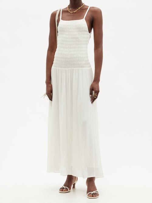 TotÃªme Smocked Jersey Midi Dress - Ivory - ShopStyle