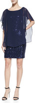 Thumbnail for your product : Laundry by Shelli Segal Sequined Cocktail Dress with Chiffon Popover