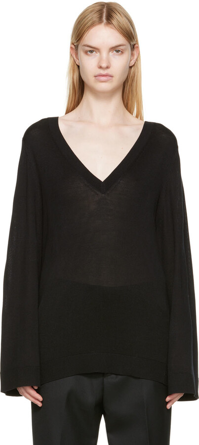 Totême Black Silk Sweater - ShopStyle