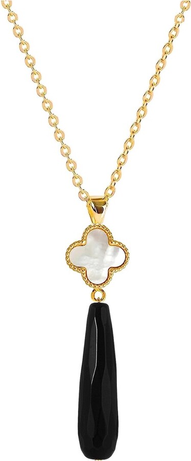 Liv Oliver 18K Plated 38.00 ct. tw. Onyx Drop Necklace