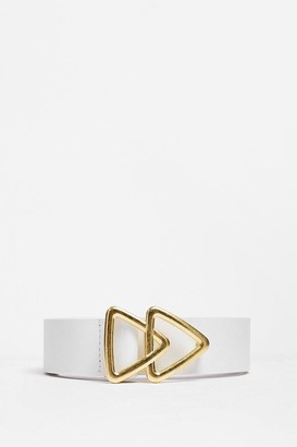 Nasty Gal Womens Faux Leather Link Triangle Buckle Belt - White - One Size