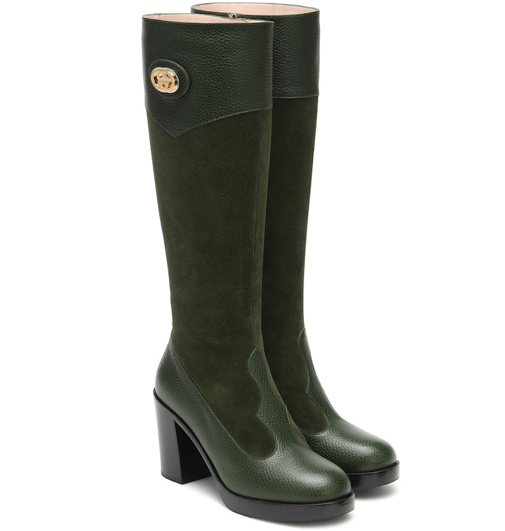 green knee high boots uk