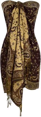 Couture Peach Exclusive Double Layer Reversible Paisley Pashmina Shawl Scarf