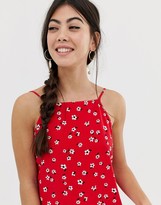 Thumbnail for your product : ASOS DESIGN Petite scoop back shift mini sundress in ditsy floral print