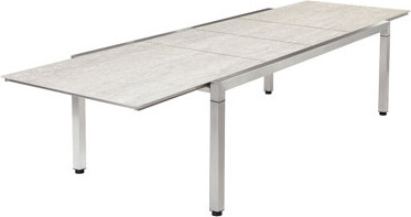 Barlow Tyrie Equinox Extending Dining Table - Stainless Steel - Frost Ceramic