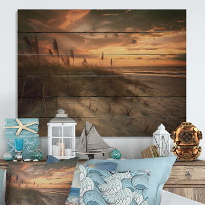 Dovecove Desarae Desarae Sandy Sunset I On Wood Print