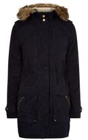 Thumbnail for your product : New Look Navy Faux Fur Trim Hooded Longline Parka