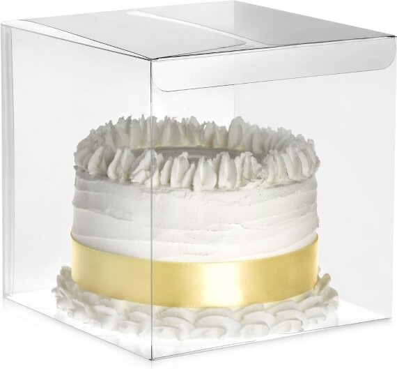 Juvale 30-Pack Clear Gift Boxes - 6x6x6 In Square Plastic Transparent Boxes for Cakes, Wedding, Baby Shower, Birthday Party