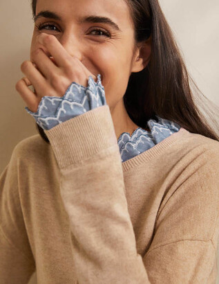 Boden Lydia Woven Frill Jumper - ShopStyle Knitwear