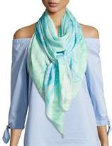 Thumbnail for your product : Anna Coroneo Square Hydrangeas Scarf, Light Blue