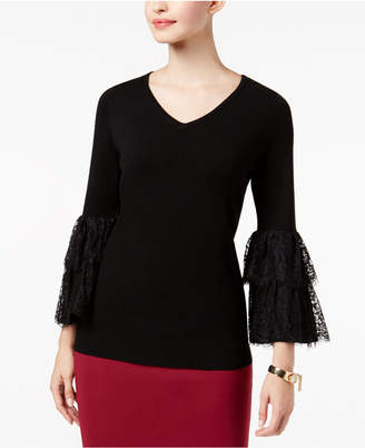 Thalia Sodi Tiered Lace-Cuff Sweater, Created for Macy's