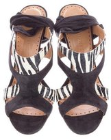 Thumbnail for your product : Alexa Wagner Snakeskin-Trimmed Suede Sandals