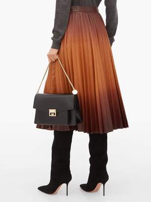 Givenchy Degrade Pleated-leather Midi Skirt - Womens - Brown Multi