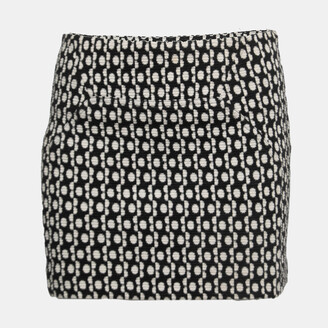 Diane von Furstenberg Black Wool Jacquard Kawa Mini Skirt S