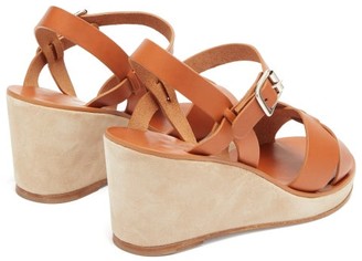 A.P.C. Judith Leather And Suede Wedge Sandals - Tan