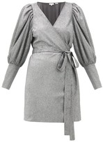 Thumbnail for your product : Rhode Resort Frankie Puff-shoulder Metallic-jersey Wrap Dress - Silver