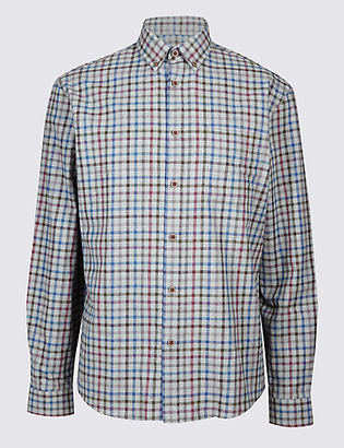 M&S Collection Pure Cotton Checked Shirt with Pocket