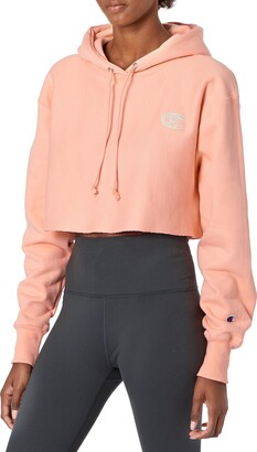 pink champion hoodie cropped