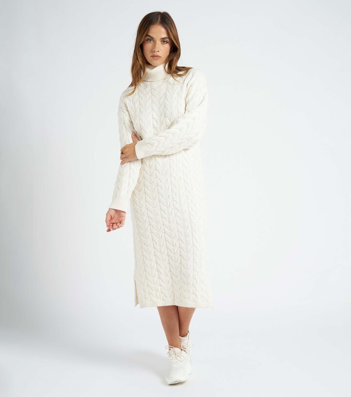 Urban Bliss Cream Cable Knit Midi Dress ShopStyle