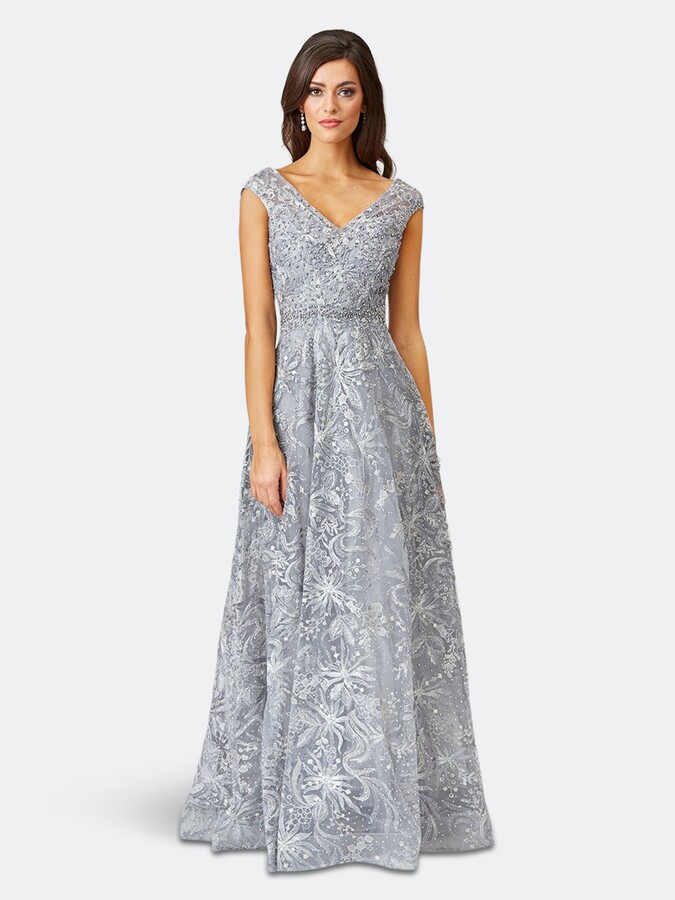 gray lace gown