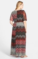 Thumbnail for your product : London Times Twist Front Basket Weave Print Maxi Dress (Plus Size)