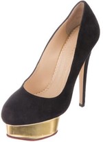 Thumbnail for your product : Charlotte Olympia Dolly Suede Pumps Black
