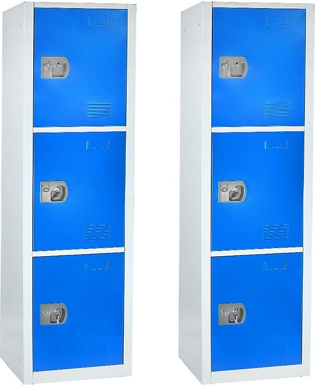 AdirOffice 72'' 3-Tier Blue Storage Locker, 2/Pack (629-203-BLU-2PK)