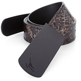 Thumbnail for your product : Giuseppe Zanotti Snake-Embossed Leather Plaque Belt