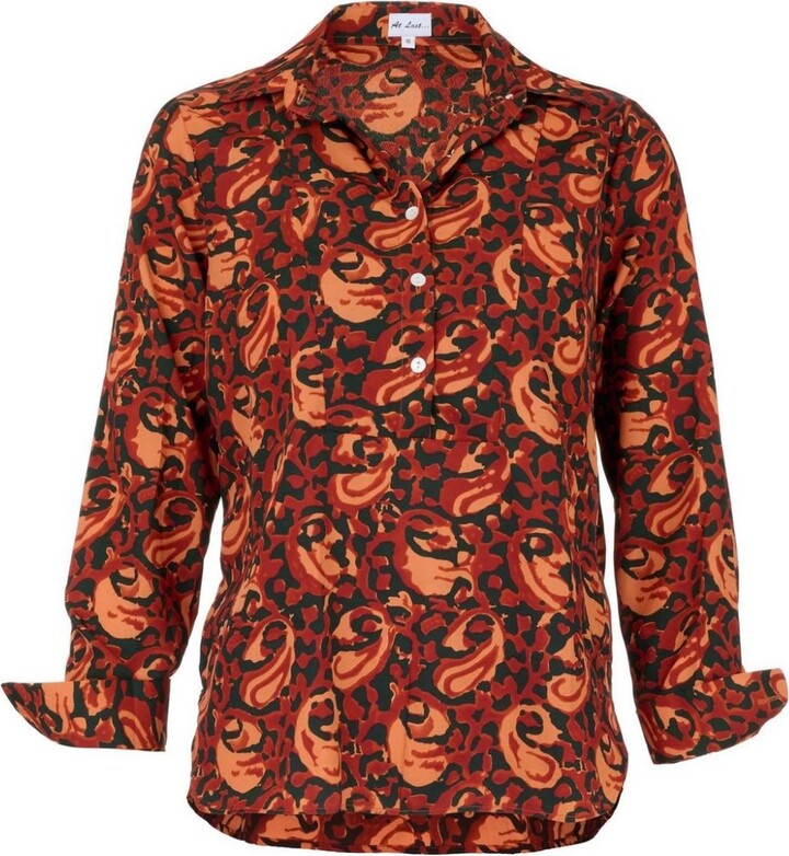 AtLAST Brown Soho Shirt Autumn Leaves Swirl