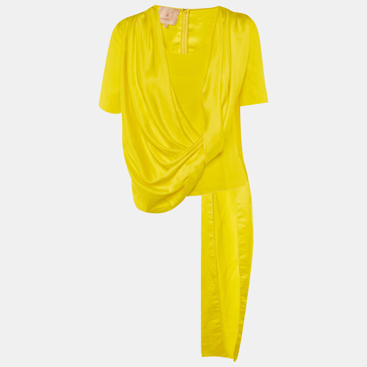 Roksanda Ilincic Yellow Satin Drape Top M