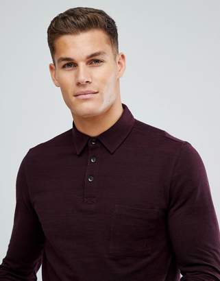 Tom Tailor Polo With Long Sleeves In Burgundy