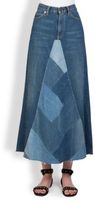 Thumbnail for your product : Saint Laurent Denim Patchwork Maxi Skirt