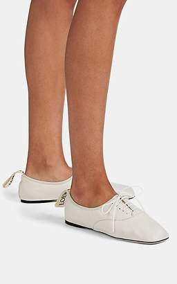 Loewe Women's Leather Lace-Up Flats - White