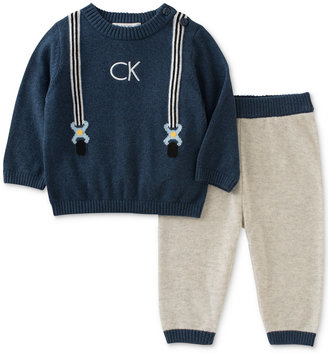 Calvin Klein 2-Pc. Suspenders Sweater & Jogger Pants Set, Baby Boys (0-24 months)